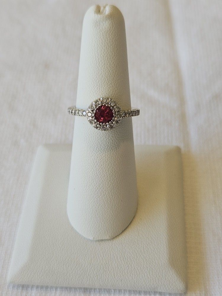 Diamond Tourmaline White Gold Ring