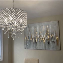 Evatt ” Golden Reflections With Handcrafted Gold Leaf Wrapped Canvas Wall Art Print 36”x48”