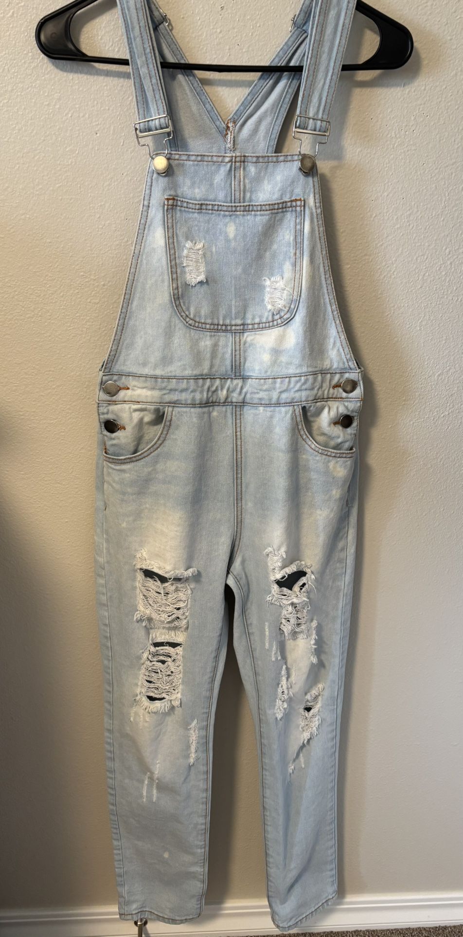 Womens Distressed Overalls