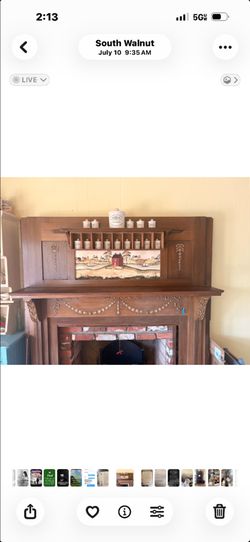 Antique Wooden Fireplace Mantel