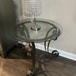 Gray Glass End Tables Living Room Set Of 2