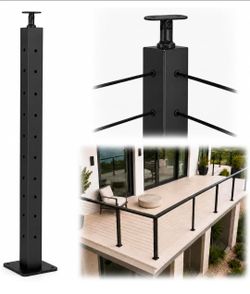 LANGLIER Cable Railing Post, 36-Inch, Black, 1-Pack(Corner Post)