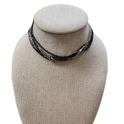 Silver Toned Toned Multi-Strand Link Necklace
