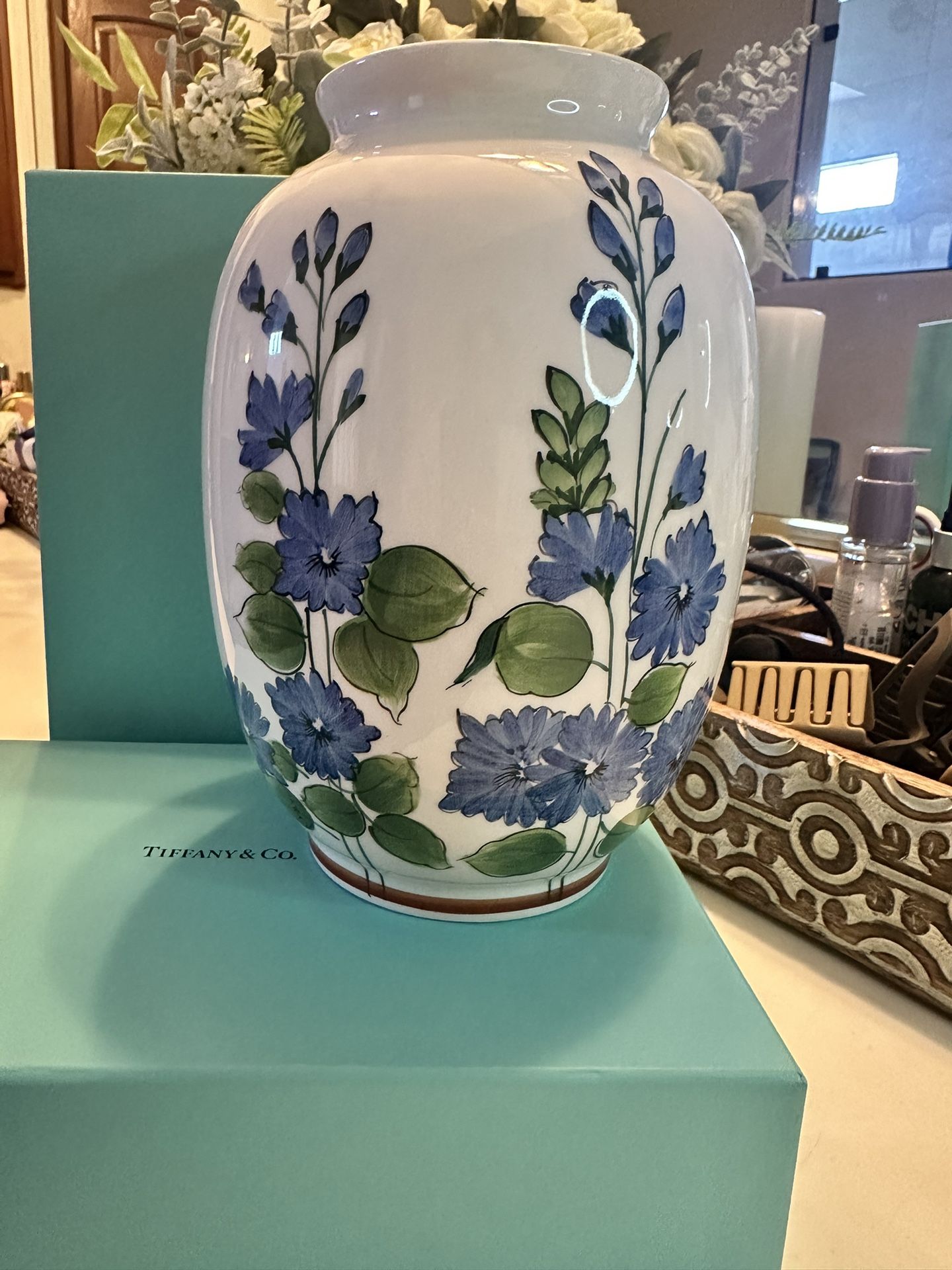 Tiffany & Co. Este Ceramiche Hand Painted Vase, Made In Italy 2000