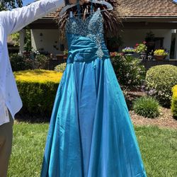🩵Teal Beaded Prom Dress Ballgown👗