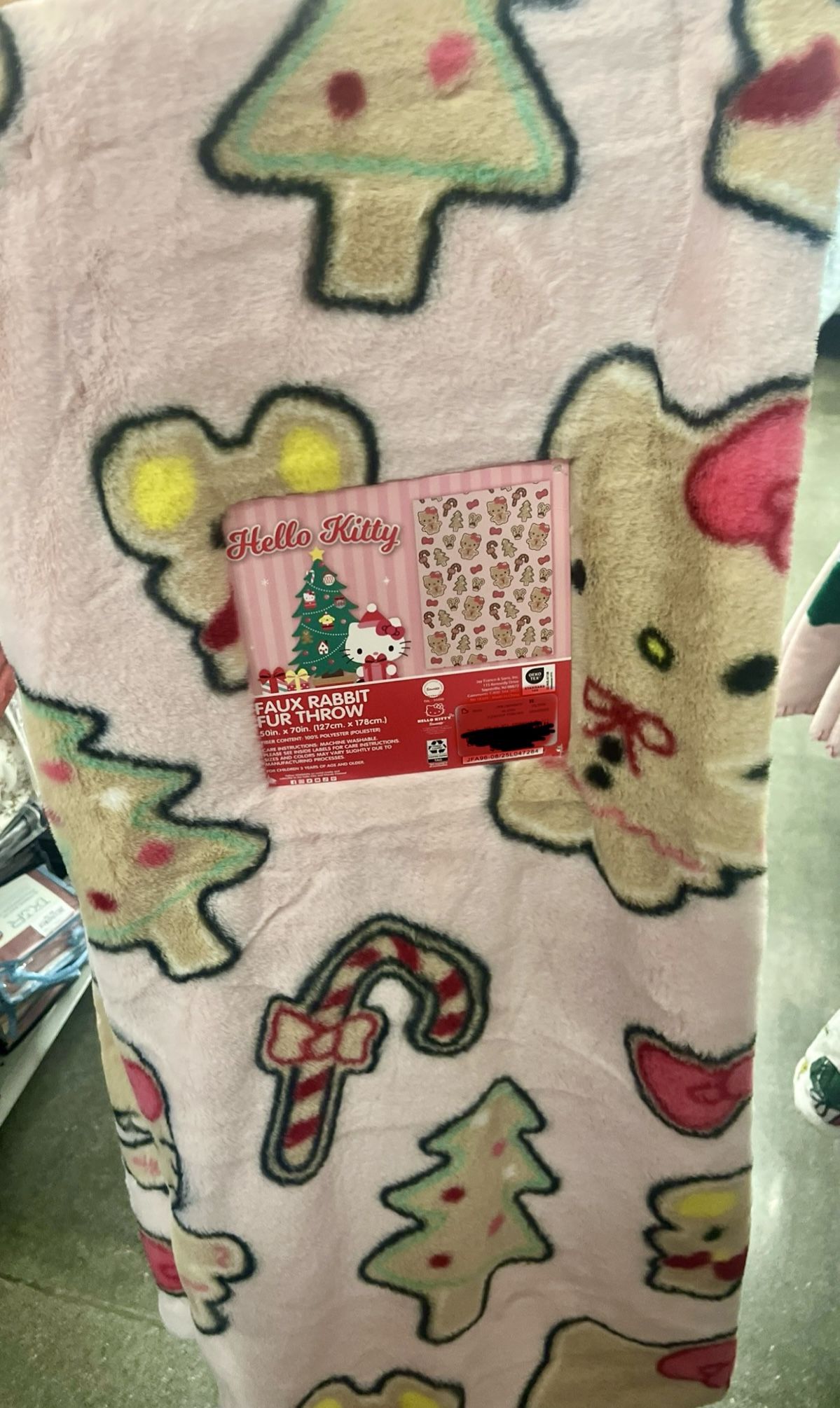 Hello Kitty Christmas Winter Holiday Faux Rabbit Throw Blanket NEW NWT