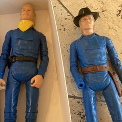 Lot of three vintage Marx Johnny West action figures accessories dolls 1960s General Custer toys old