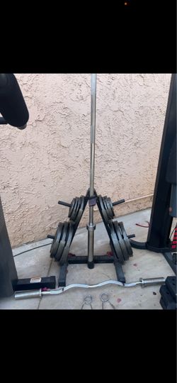Olympic Weight Plates Set with Rack and Bars