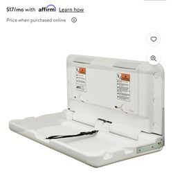 ECR4Kids Horizontal Wall-Mounted Commercial Baby Changing Station, Fold-Down Design - White Granite