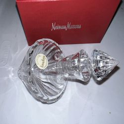 Rare Neiman Marcus Crystal Signed Perfume Bottle Stopper Diamond Shaped W/ box