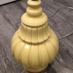 Mid Century Yellow Ginger Jar Ceramic Lamp