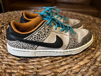 Nike Dunk Low Safari trainers in white and black size 3