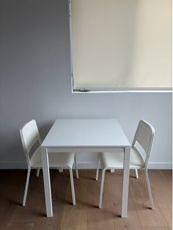 Minimalist White Dining Table & 2 Chairs Set – Perfect for Small Spaces / Lofts
