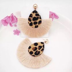 Amazing Tassel Leather Earrings Sexy Leopard