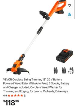 VEVOR Cordless String Trimmer 20V with Battery and Charger