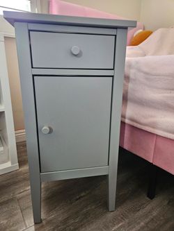 Gray Ikea Gullaberg Nightstand with Drawer and Cabinet