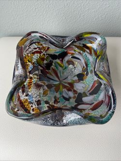 MCM Murano Bizantino Art Glass Tutti Frutti Aventurine Bowl-Ashtray Dish