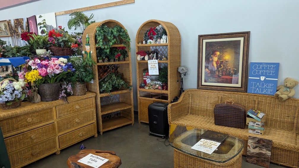 Large Set Of Braided Ratton Wicker Furniture