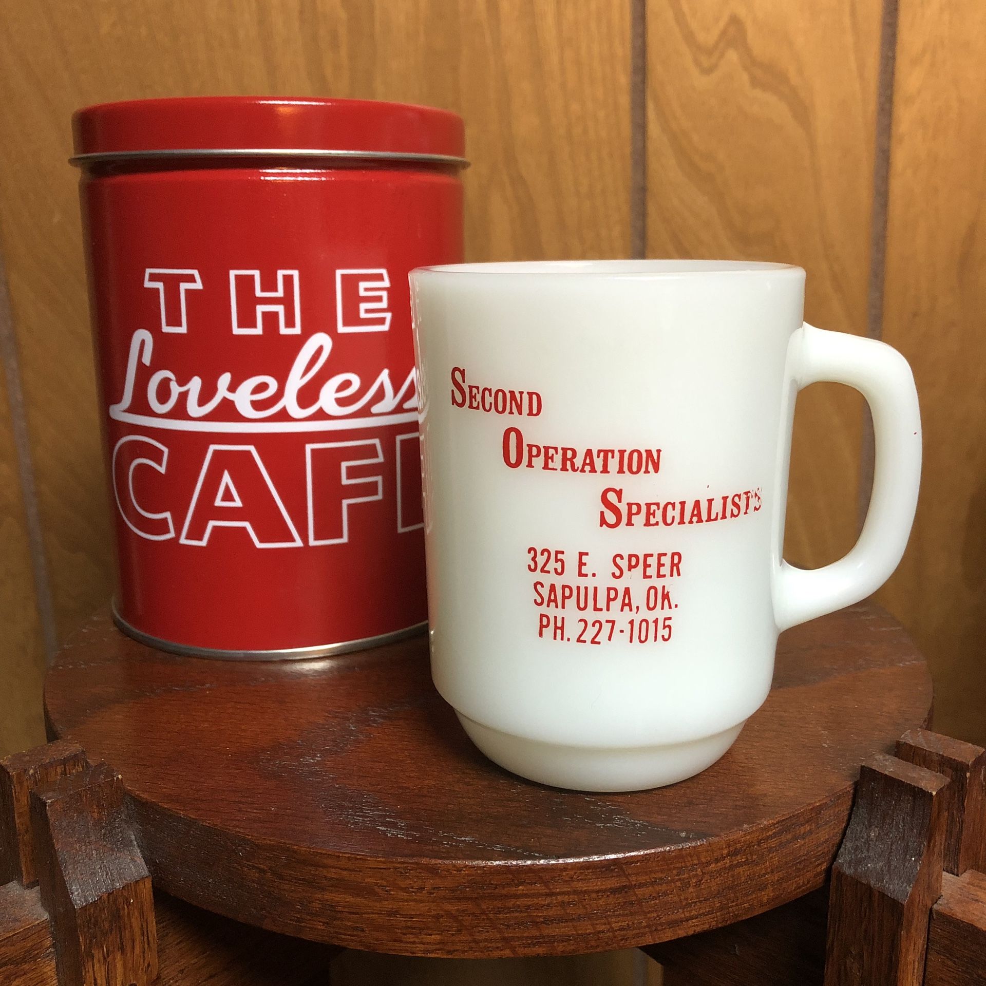 Vintage Advertising Milk Glass Mug
