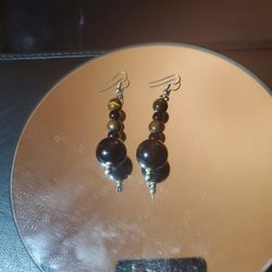 Tiger's Eye And Black Onyx Earings