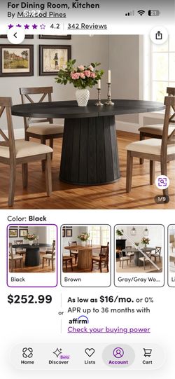 Contemporary Black Wooden Expandable Dining Table