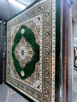 Large Green Persian-Style Area Rug