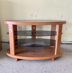 Wooden TV Stand w/2 Glass Shelves