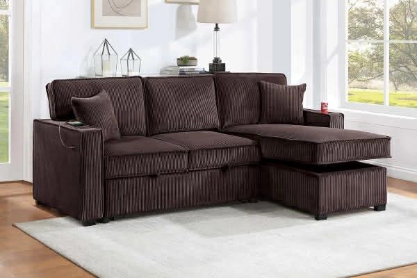 New Sleeper Sectional Couch With storage And USB : Free Delivery 