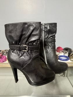 Michael Kors Black Leather Heeled Ankle Boots Size 7.5