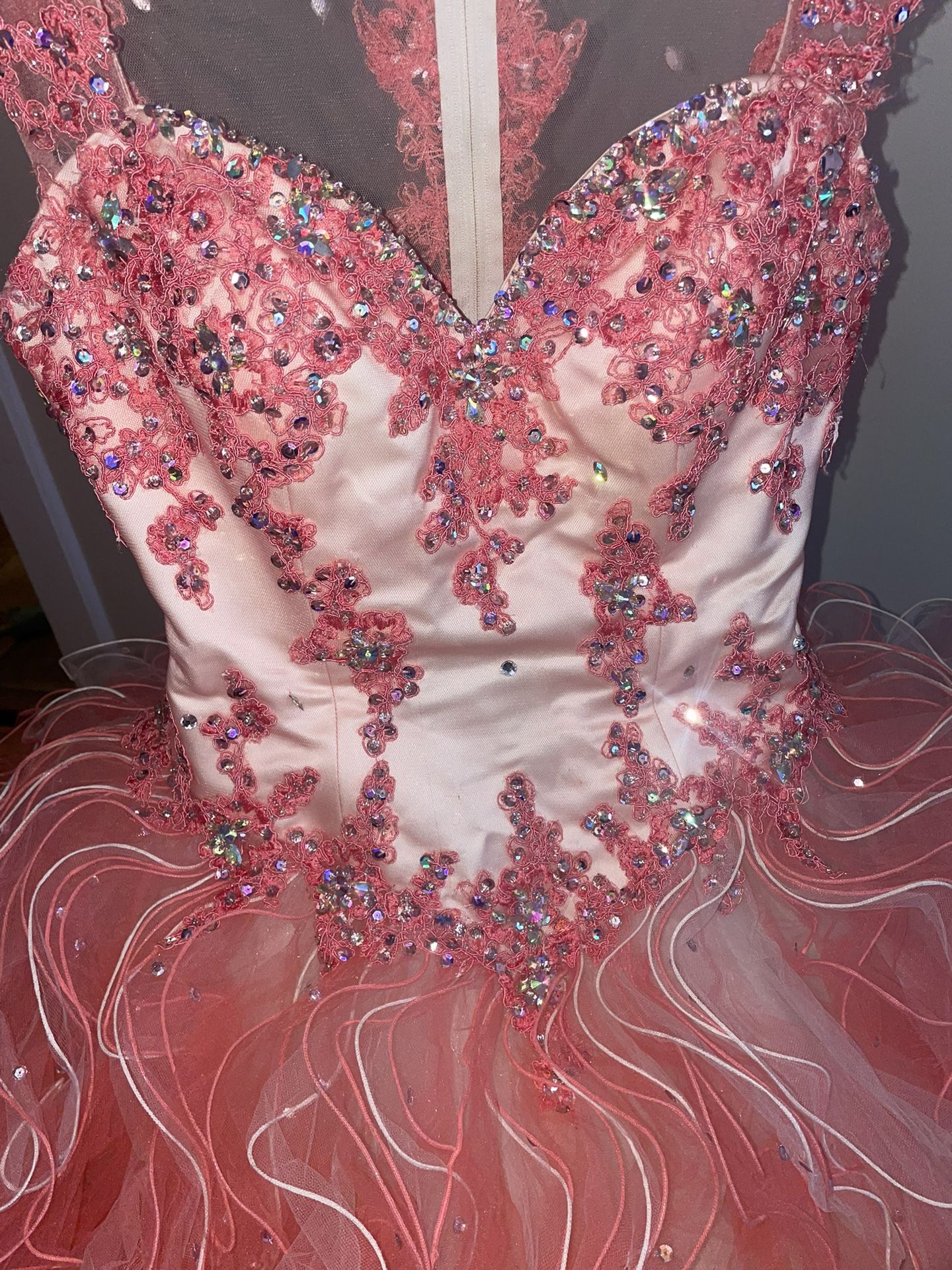 Coral Quinceañera Dress 