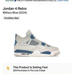 Jordan 4 military blue Size 11 