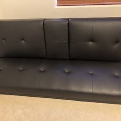 Nice vinyl Leather Futon - Great For Guests!