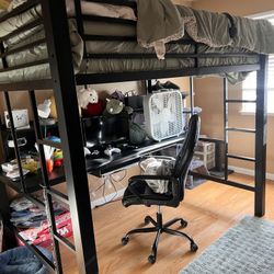 Full Size Loft Bed With Built-desk 