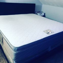QUEEN SIZE MATTRESS PILLOW TOP 12” THICK+BOX+BEDFRAME BRAND NEW DELIVERY 🚚 AVAILABLE WE FINANCE 