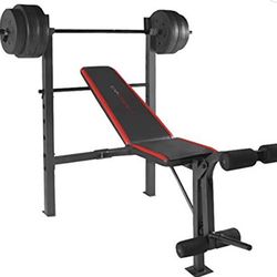 new bench with bar and 100lb weight