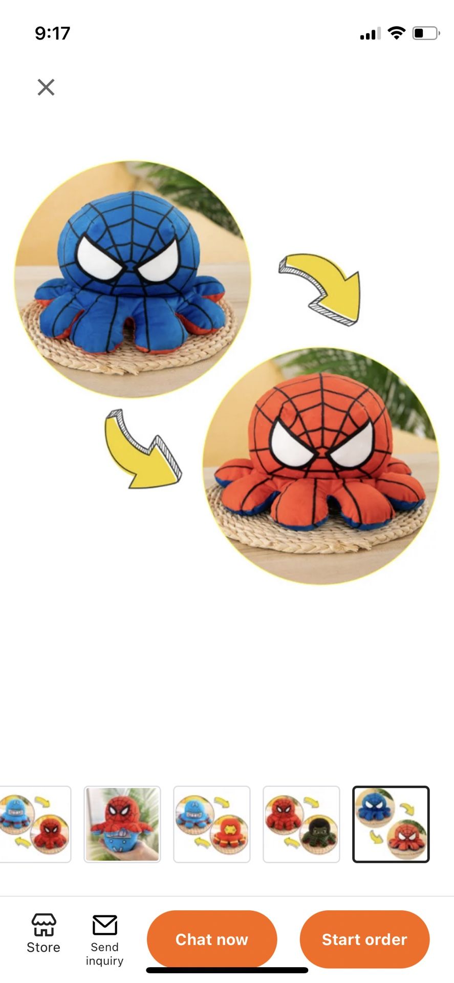 Spiderman Reversible Octopus Plush