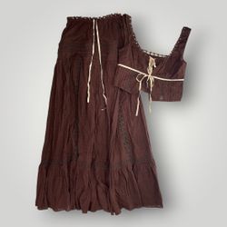 Xsmall Brown boho tiered 2 piece set