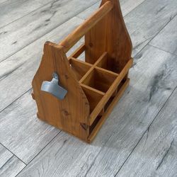New Wooden 6-Pack Beer Bottle Caddy With Bottle Opener