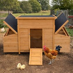 Chicken Coop, Large Wooden Chicken Hutch with 6 Nesting Boxes, Outdoor Hen House,Small Animal Cages, Duck Houses
