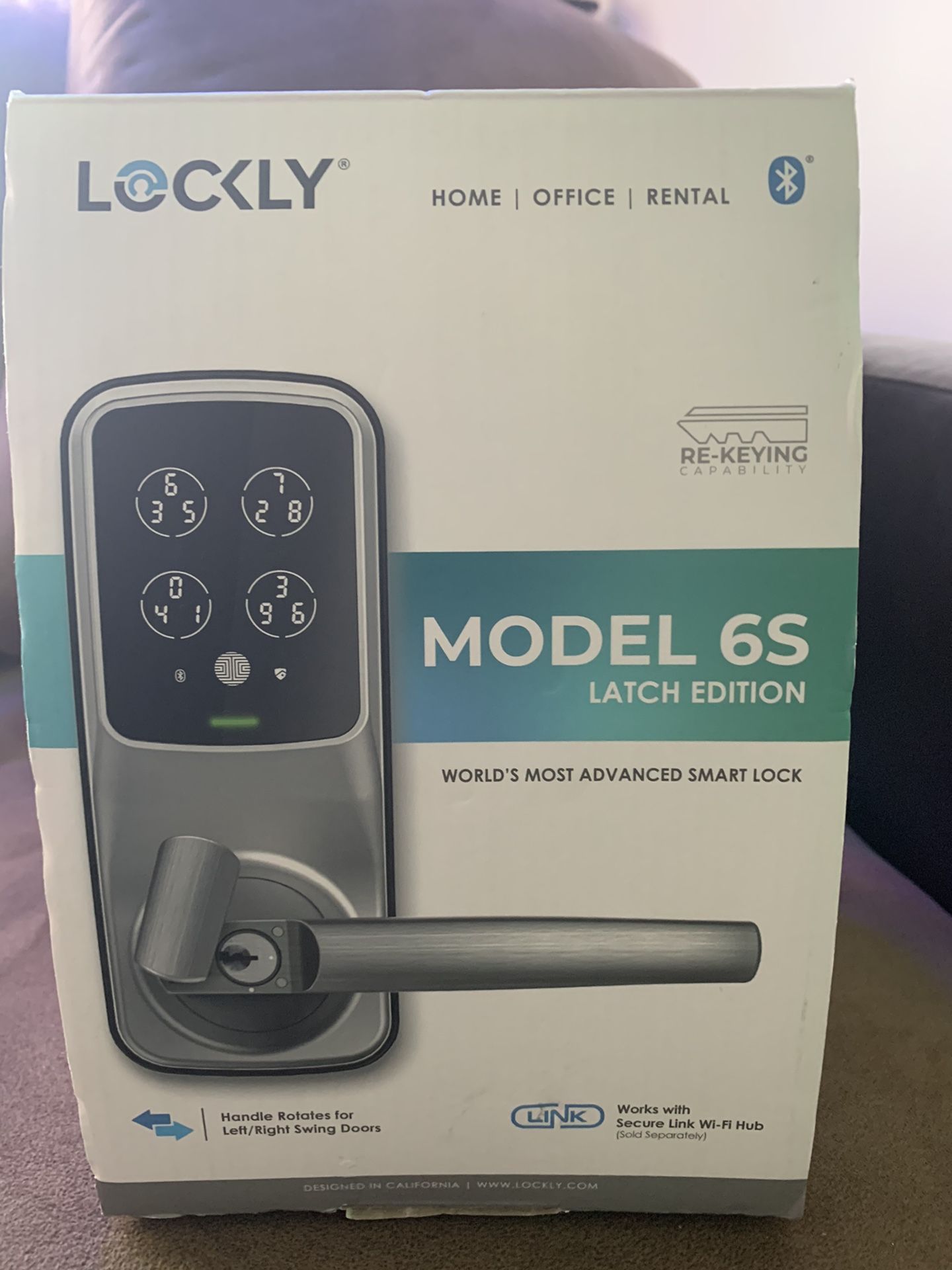 Lockly Model-S SatinNEW LOCKLY MODEL 6S Satin Nickel Smart Touchscreen Keypad Door Latch Lock with Bluetooth