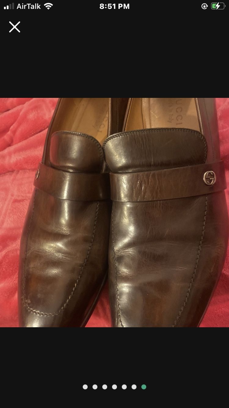 Men Gucci Shoes Brown Leather Loafers