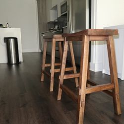 Set of 2 Solid Wood Barstools – Rustic & Sturdy