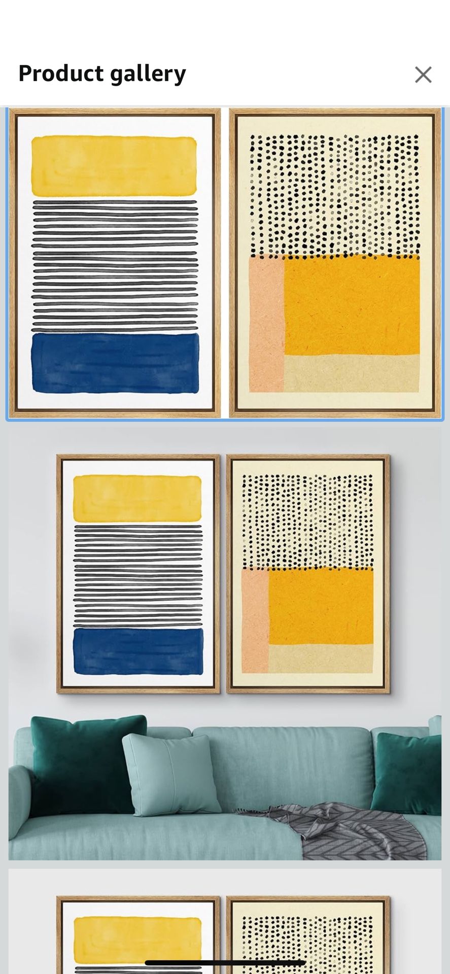 NEW! IDEA4WALL Framed Canvas Art – Geometric Color Block Set (Yellow/Blue/Orange) – 24x36 – Mid-Century Modern