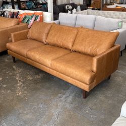 Sofa Brown Ran Genuine Leather NEW - 88"W x 35"L x 34"H- Home / Office 