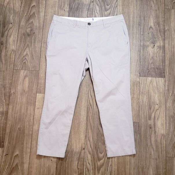 Peter Manning Lightweight Stretch Chino Pants Men's 38x27 Standard Fit Grey