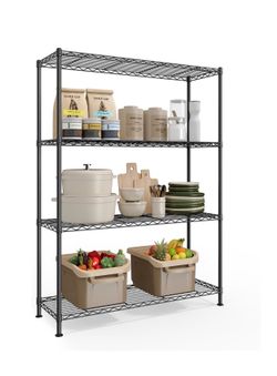Storage Shelf, Metal Wire Shelving Unit, 4 Tier, Ink Black Adjustable shelves, 11.8 x 35.4 x 47.6 Inches, ULGR194BH01S