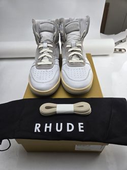 Rhude Rhecess Hi White Leather/Grey Size 8