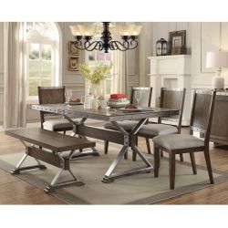 Industrial Dark Oak 6 Piece Dining Set (NO CREDIT CHECK FINANCING AVAILABLE)