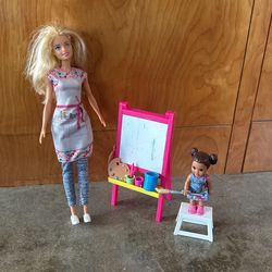 Painter Barbie And Chelsea Doll Set