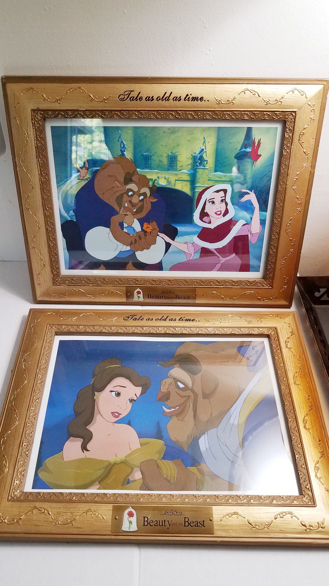 2 Disney/ Beauty & the beast framed pictures